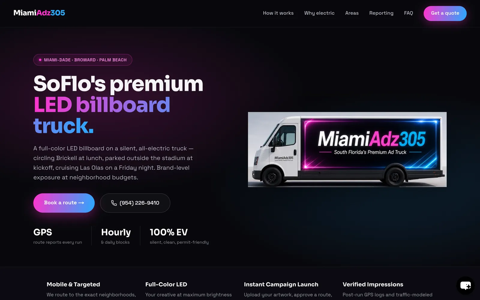 MiamiAdz305 website on desktop