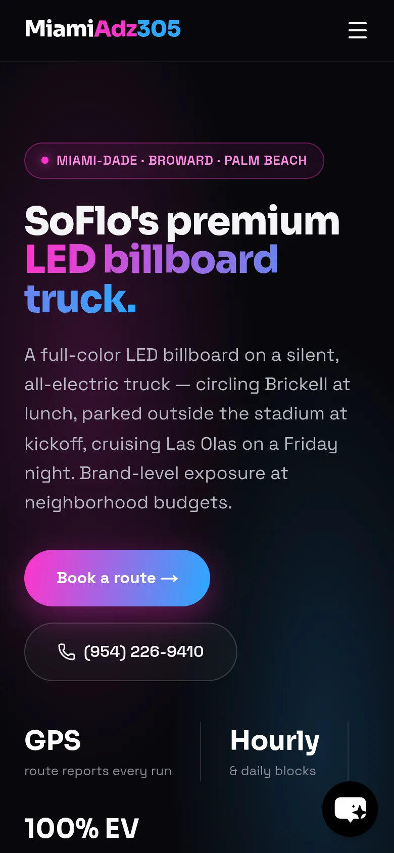 MiamiAdz305 website on a phone